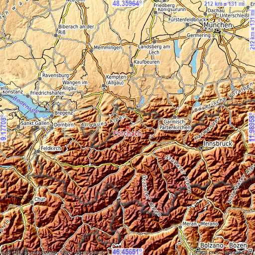 Topographic map of Forchach