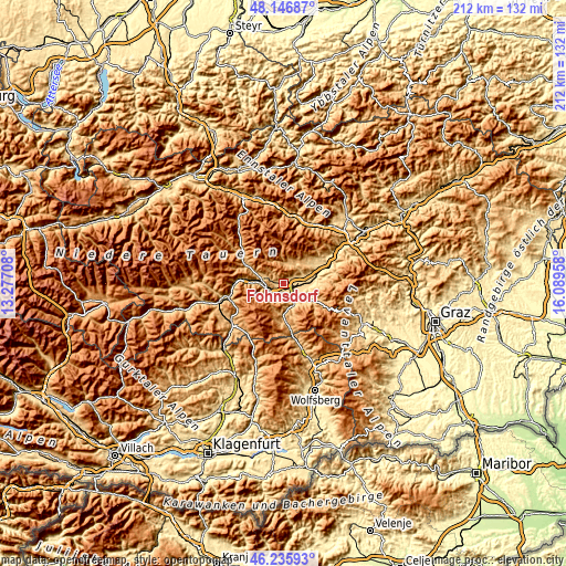 Topographic map of Fohnsdorf