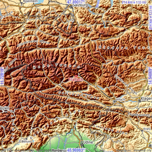 Topographic map of Flattach