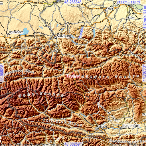 Topographic map of Flachau