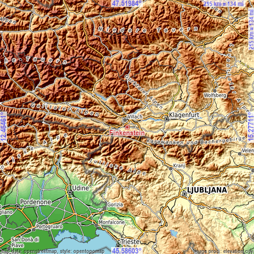 Topographic map of Finkenstein