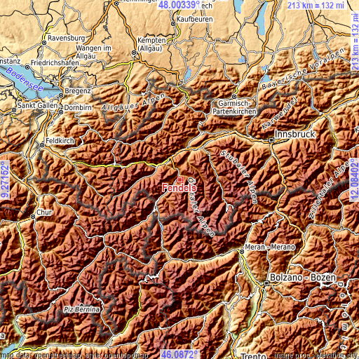 Topographic map of Fendels