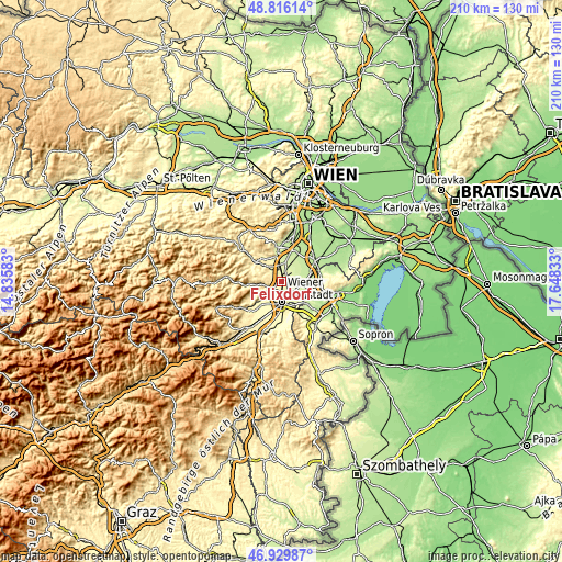 Topographic map of Felixdorf