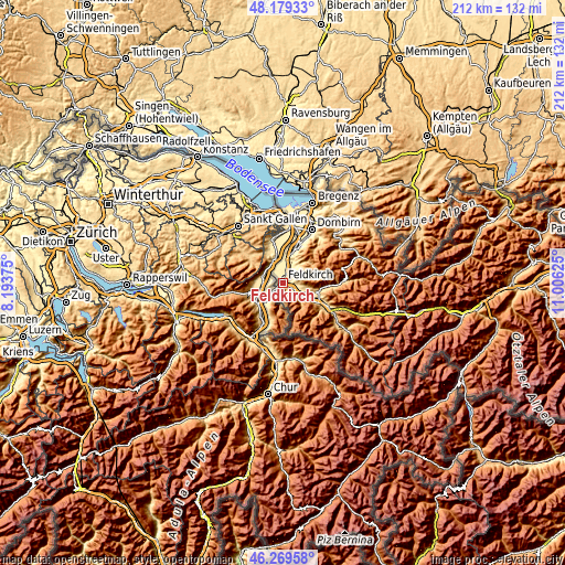 Topographic map of Feldkirch