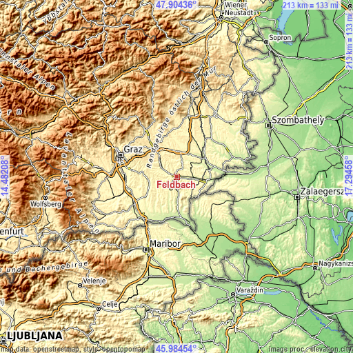 Topographic map of Feldbach