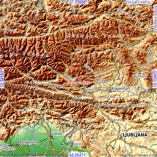 Topographic map of Feld am See