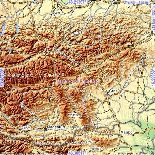 Topographic map of Feistritz bei Knittelfeld