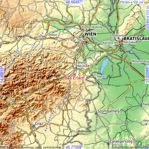 Topographic map of Bad Erlach