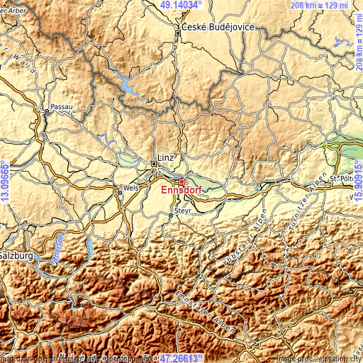 Topographic map of Ennsdorf
