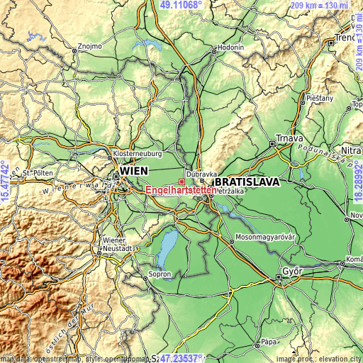 Topographic map of Engelhartstetten