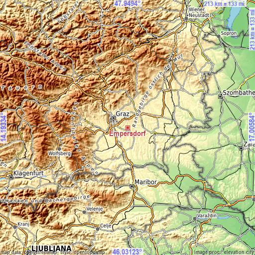 Topographic map of Empersdorf