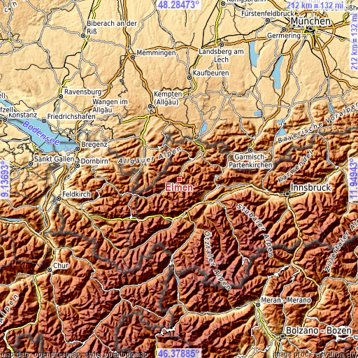 Topographic map of Elmen