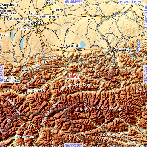 Topographic map of Ellmau