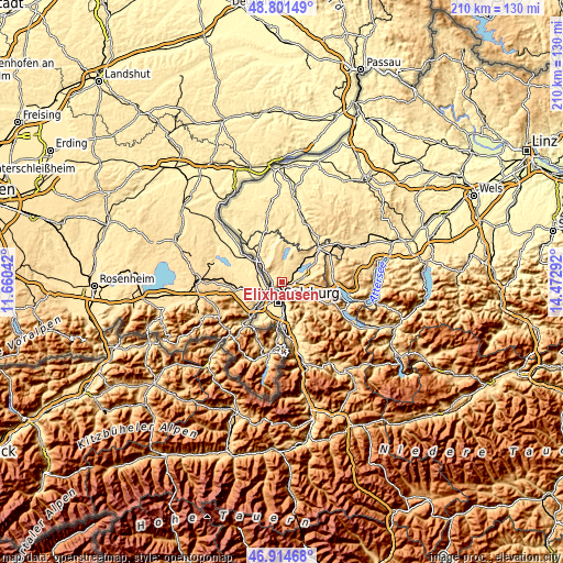 Topographic map of Elixhausen