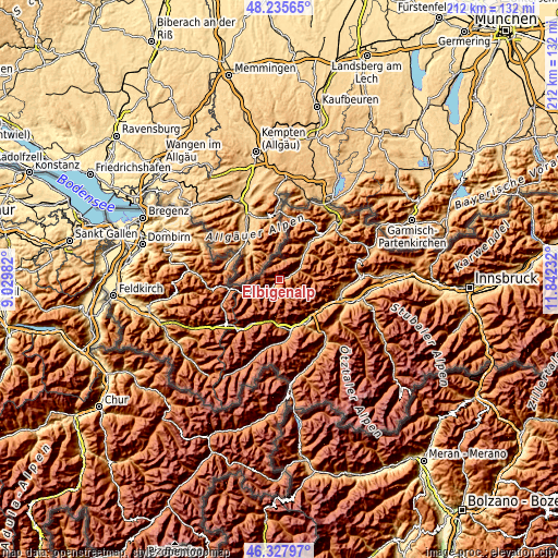 Topographic map of Elbigenalp