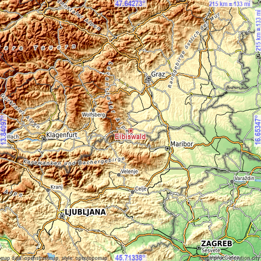 Topographic map of Eibiswald