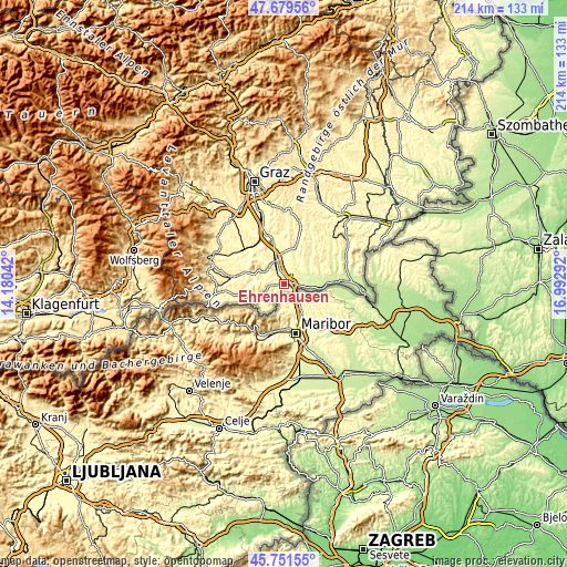 Topographic map of Ehrenhausen