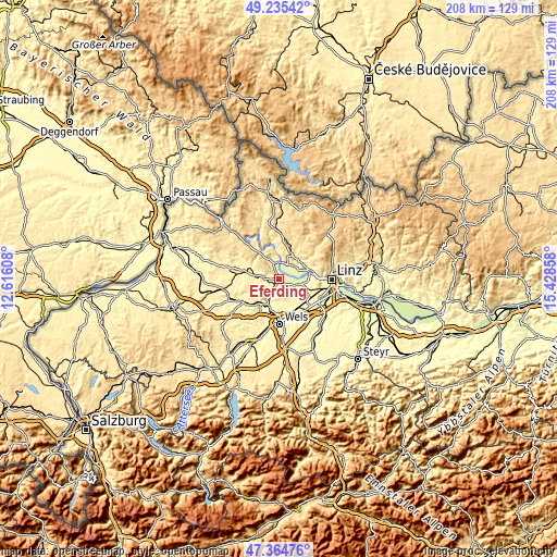 Topographic map of Eferding