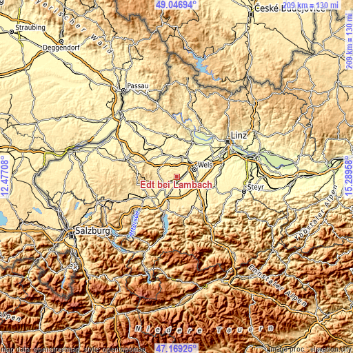 Topographic map of Edt bei Lambach