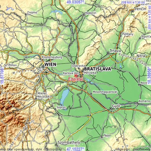 Topographic map of Edelstal