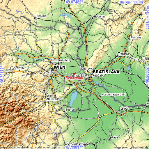 Topographic map of Eckartsau