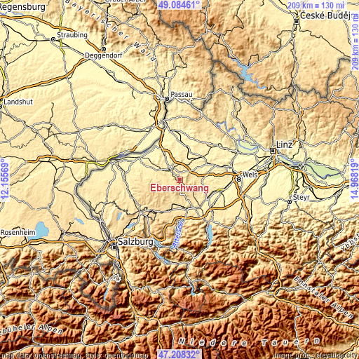 Topographic map of Eberschwang