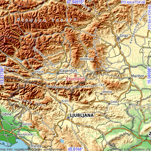 Topographic map of Eberndorf