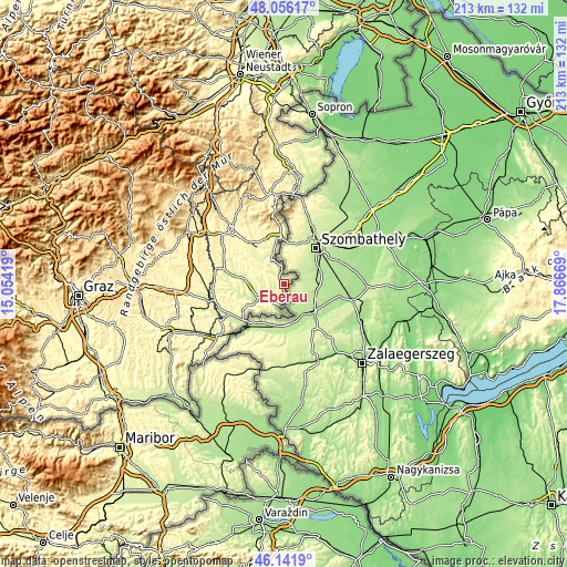 Topographic map of Eberau