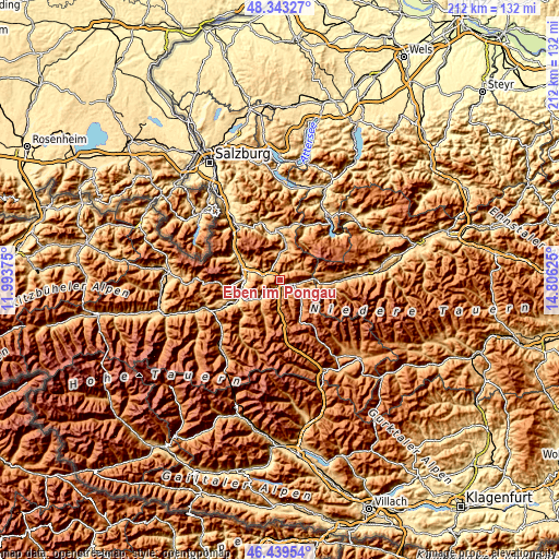 Topographic map of Eben im Pongau