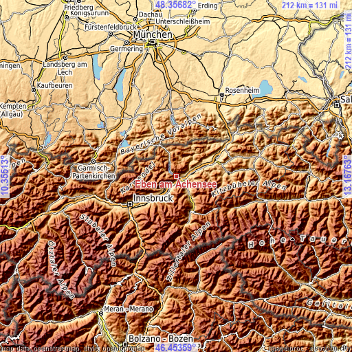 Topographic map of Eben am Achensee