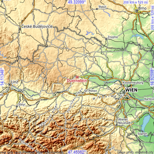 Topographic map of Dürnstein