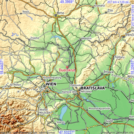 Topographic map of Dürnkrut
