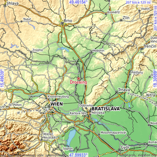 Topographic map of Drösing