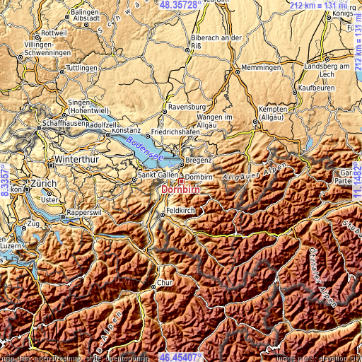 Topographic map of Dornbirn