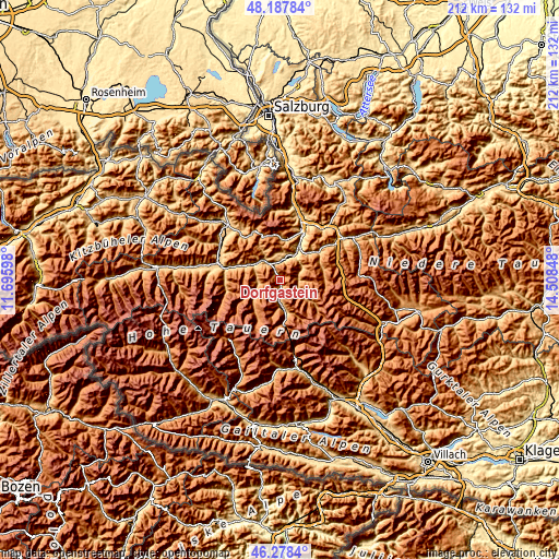 Topographic map of Dorfgastein