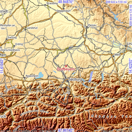 Topographic map of Dorfbeuern