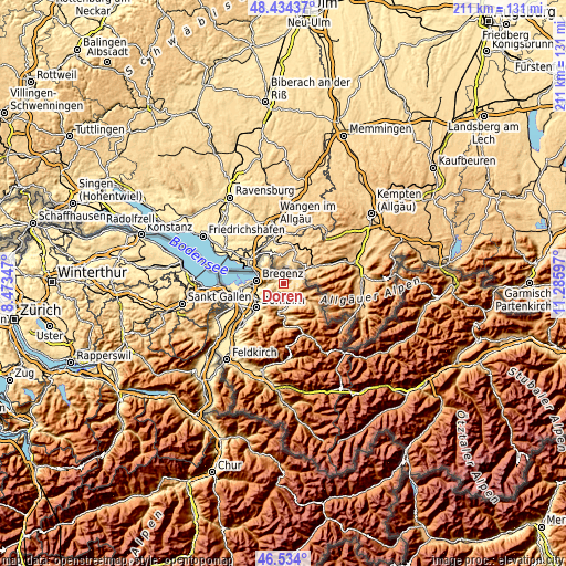 Topographic map of Doren