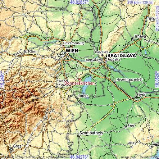 Topographic map of Donnerskirchen