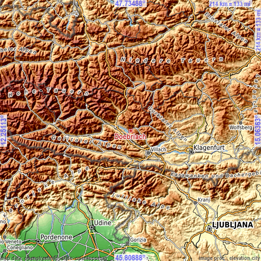 Topographic map of Döbriach