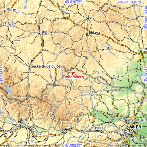 Topographic map of Dobersberg