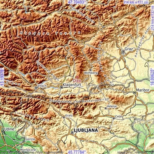 Topographic map of Diex