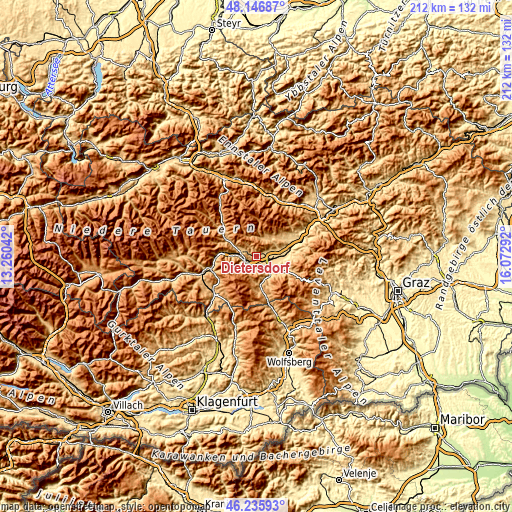 Topographic map of Dietersdorf
