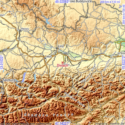 Topographic map of Dietach