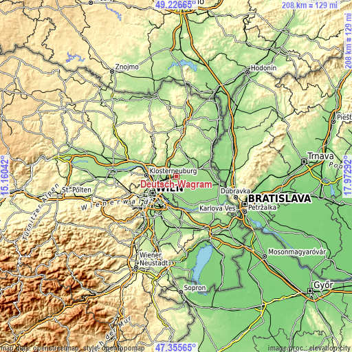 Topographic map of Deutsch-Wagram