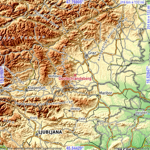 Topographic map of Deutschlandsberg