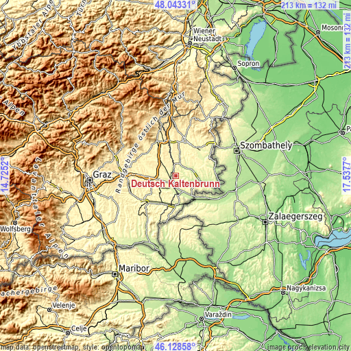 Topographic map of Deutsch Kaltenbrunn