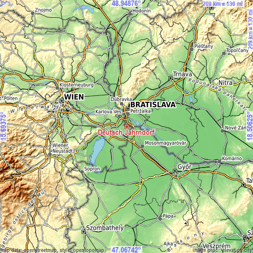 Topographic map of Deutsch Jahrndorf