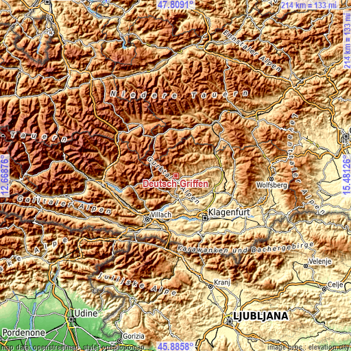 Topographic map of Deutsch Griffen