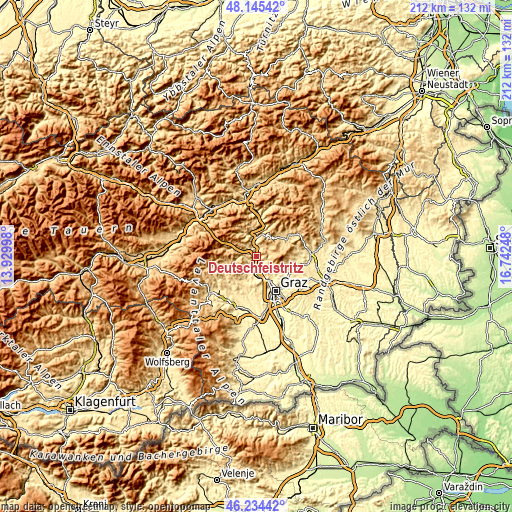 Topographic map of Deutschfeistritz