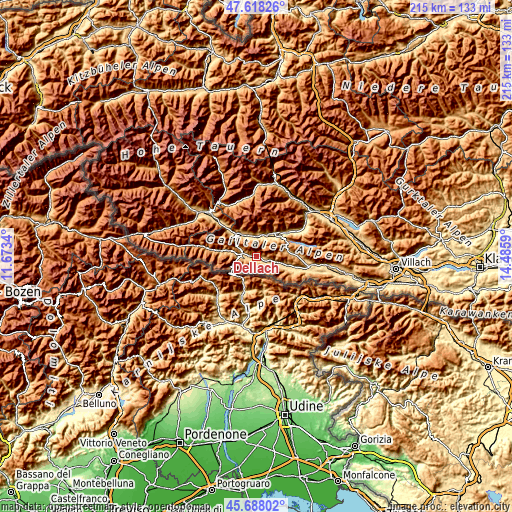 Topographic map of Dellach